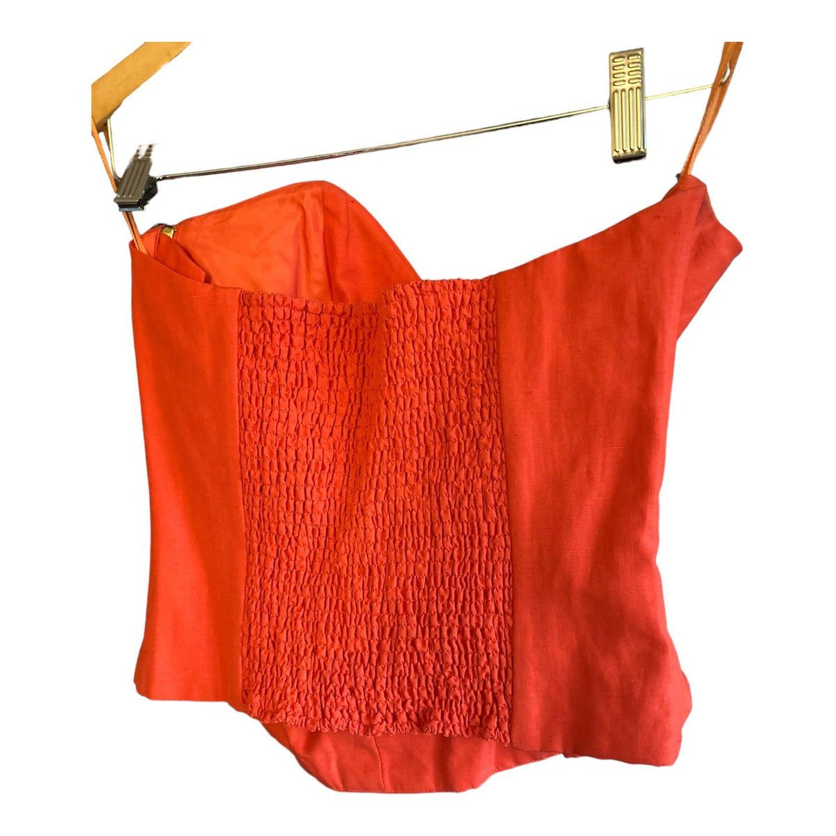 Mondi Silk & Linen Blend Orange Bustier Top UK Size 8 - Ava & Iva