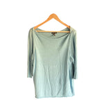 Eileen Fisher Linen Light Blue 3/4 Sleeved Top UK Size 16