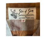 Star of Siam Handwoven Silk Short Sleeved Rust & Cream Checked Blouse UK Size 12/14