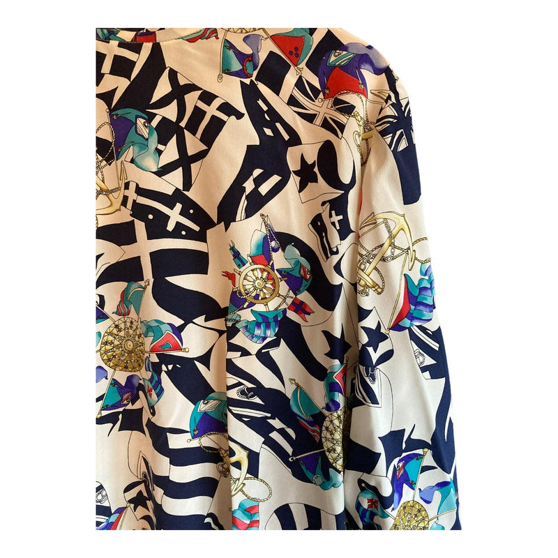 Rickie Freeman Silk Multi-Coloured Long Sleeved Top & Matching Jacket UK Size 14 - Ava & Iva