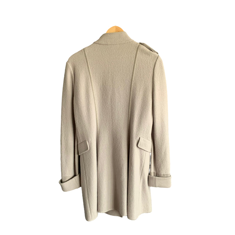Emporio Armani Wool Grey Military Style Long Sleeved Coat UK Size 12