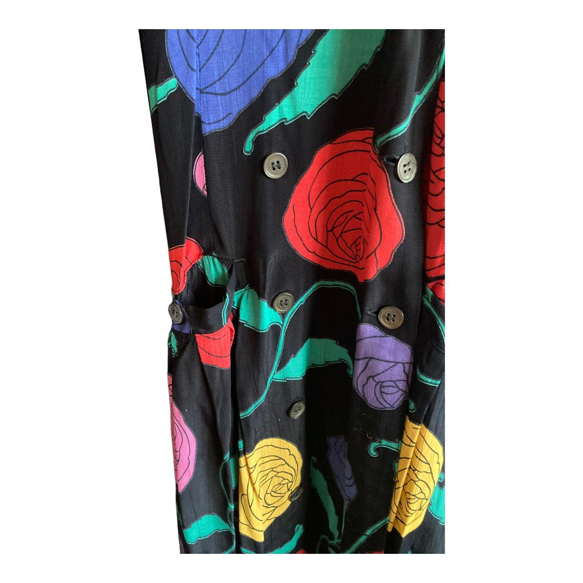 Mondi Black Multi-Coloured Floral Short Sleeved Dress UK Size 10 - Ava & Iva