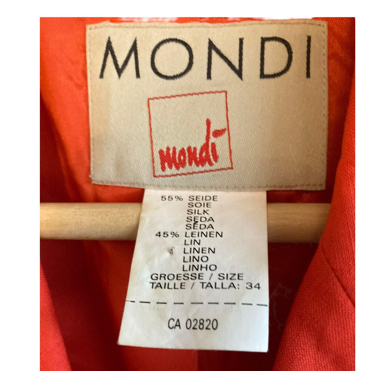 Mondi Silk & Linen Blend Orange Long Sleeved Jacket UK Size 8 - Ava & Iva