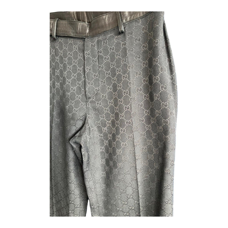 Gucci Black Monogrammed Flared Trousers UK Size 8