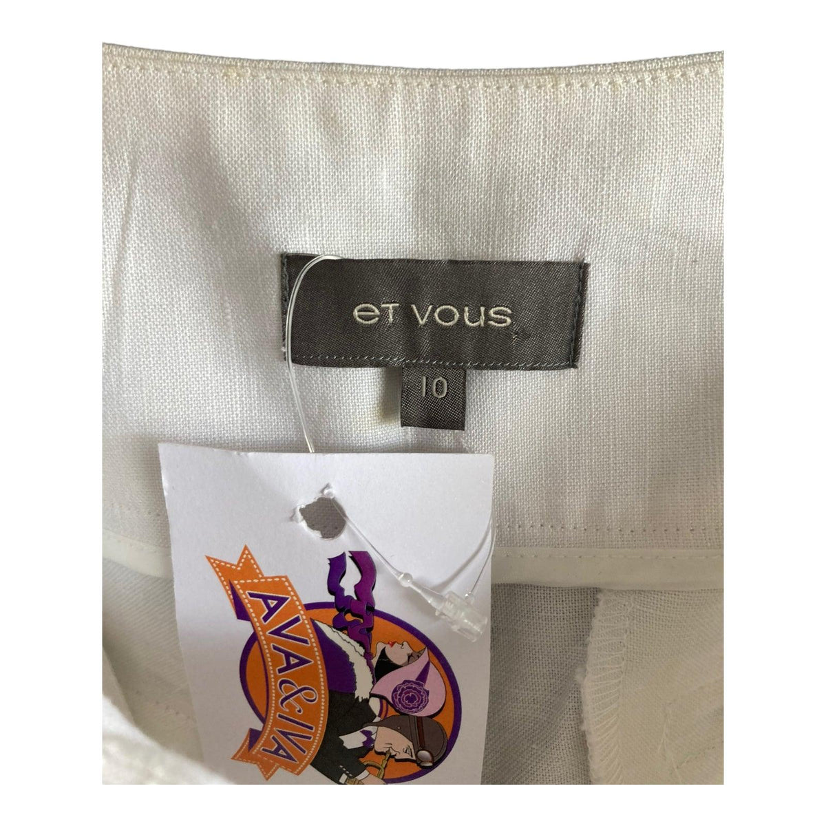 Et Vous Linen Blend White Wide Legged Trousers UK Size 10 - Ava & Iva