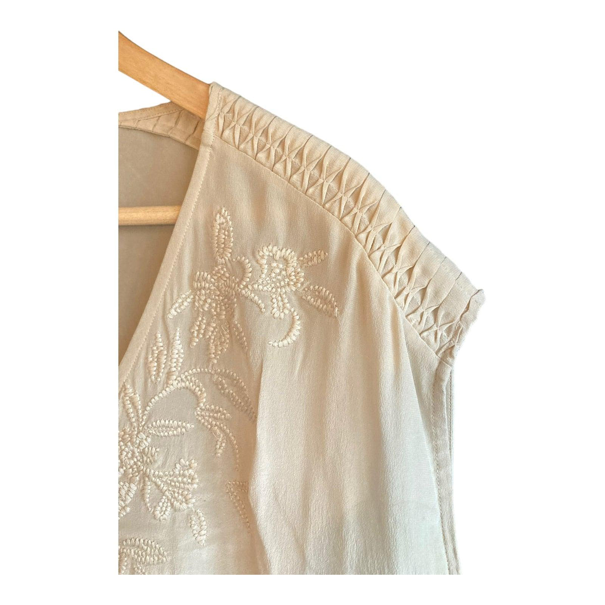 Massim Dutti Silk Capped Sleeved Cream Top UK Size 10 - Ava & Iva