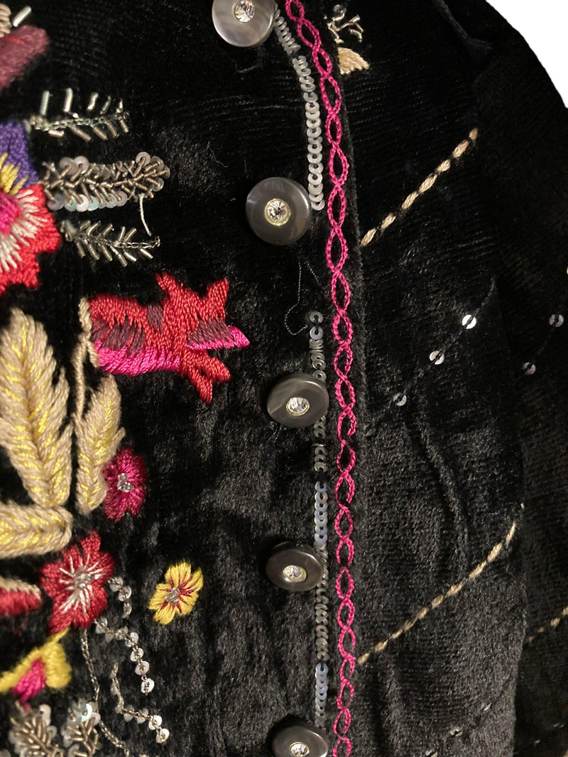 Etro Velvet Dark Brown Long Sleeved Embroidered Jacket & Matching Waistcoat UK Size 8 - Ava & Iva