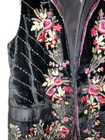Etro Velvet Dark Brown Long Sleeved Embroidered Jacket & Matching Waistcoat UK Size 8
