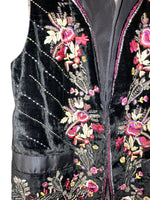 Etro Velvet Dark Brown Long Sleeved Embroidered Jacket & Matching Waistcoat UK Size 8 - Ava & Iva