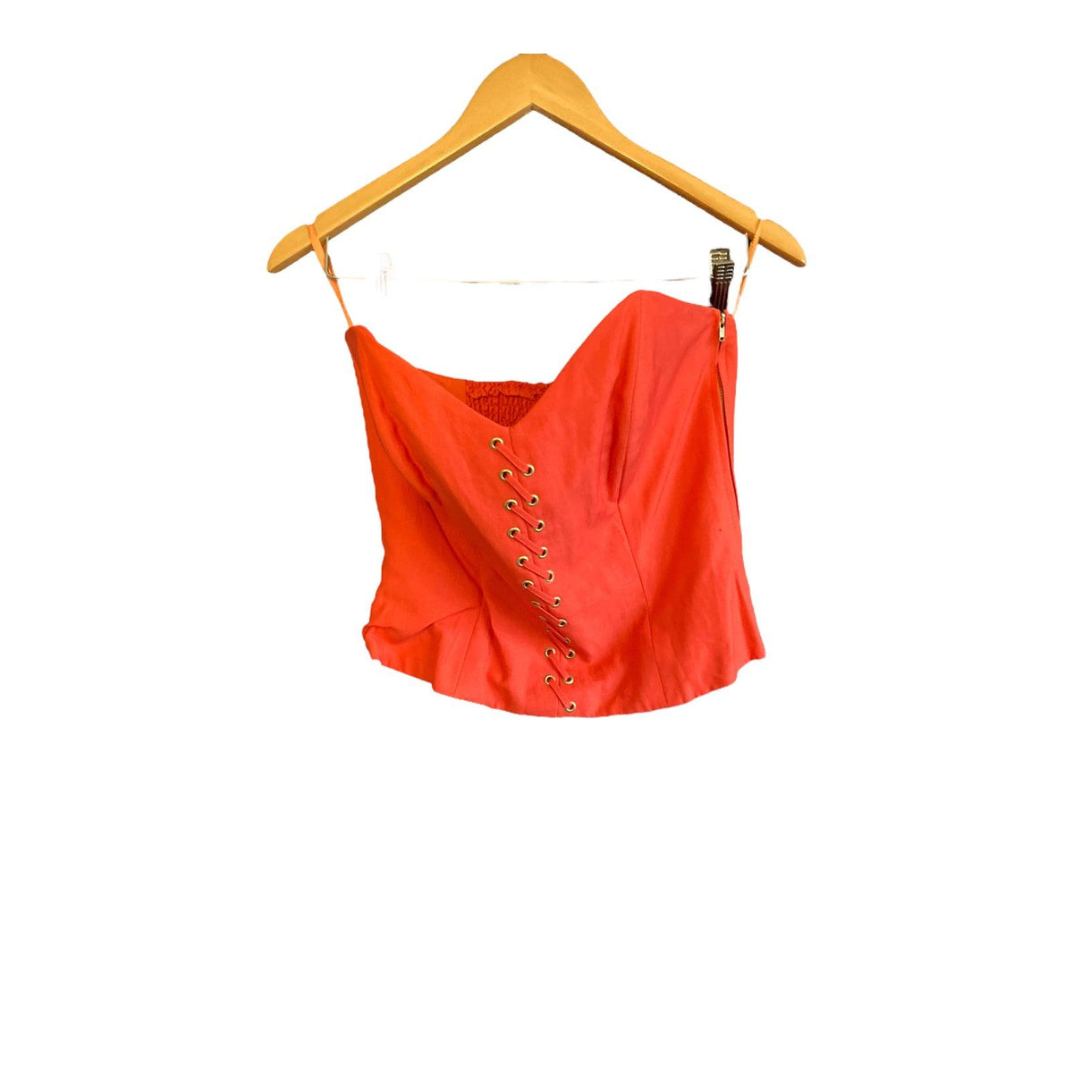 Mondi Silk & Linen Blend Orange Bustier Top UK Size 8 - Ava & Iva