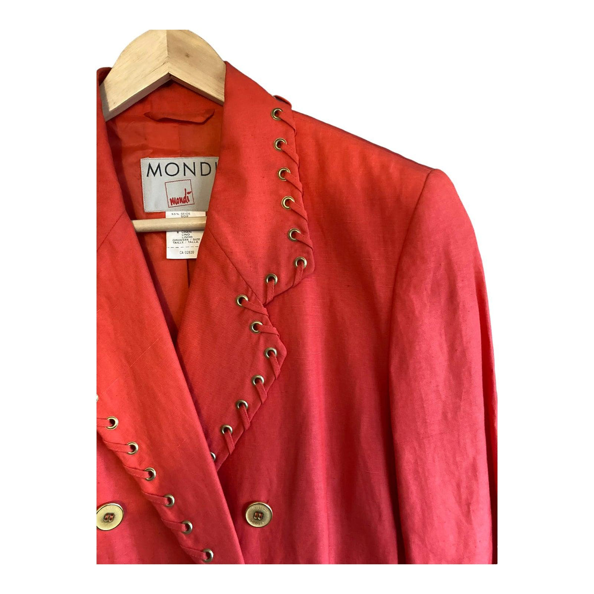 Mondi Silk & Linen Blend Orange Long Sleeved Jacket UK Size 8 - Ava & Iva