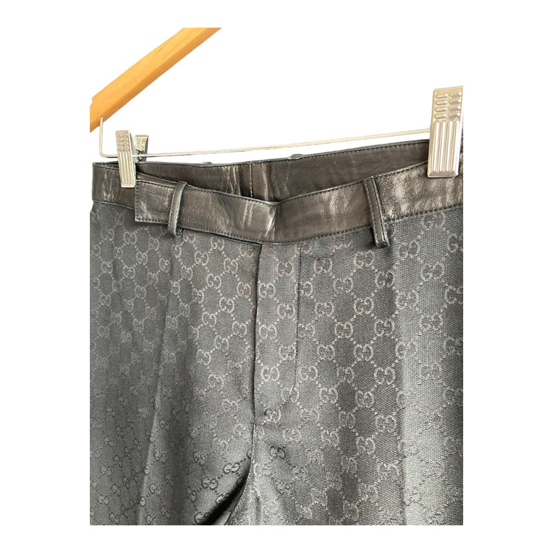 Gucci Black Monogrammed Flared Trousers UK Size 8