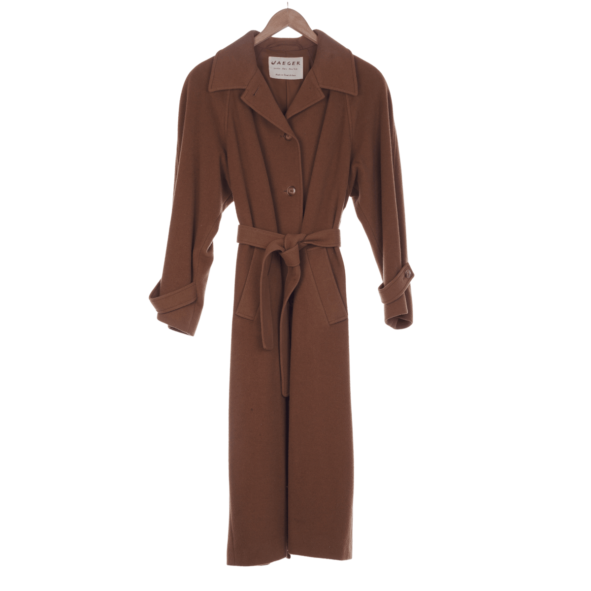 Jaeger Camel Hair Caramel Long Sleeved Coat UK Size 18 - Ava & Iva