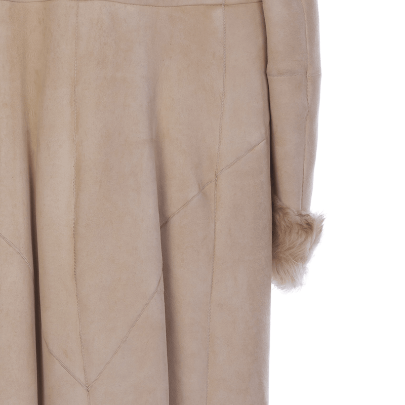 MaxMara Suede Leather Fawn Long Sleeved Coat UK Size 12 - Ava & Iva