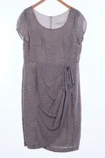 Paddy Campbell 100% Silk Grey Spotted Short Sleeved Dress UK Size 16 - Ava & Iva