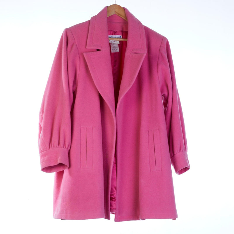 Yves Saint Laurent 100% Wool Pink Mid-Length Coat UK Size 10