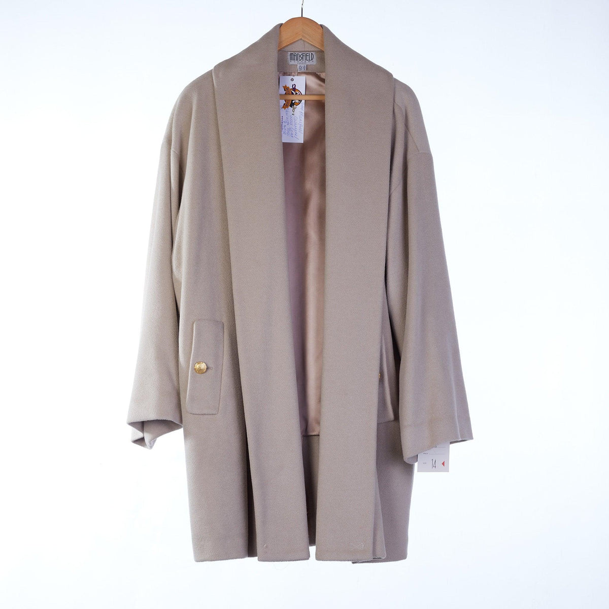 Mansfield Cashmere Blend Camel Mid-Length Coat UK Size 14 - Ava & Iva
