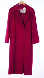 Aquascutum Pure New Wool Raspberry Red Full Length Coat UK Size 12 - Ava & Iva