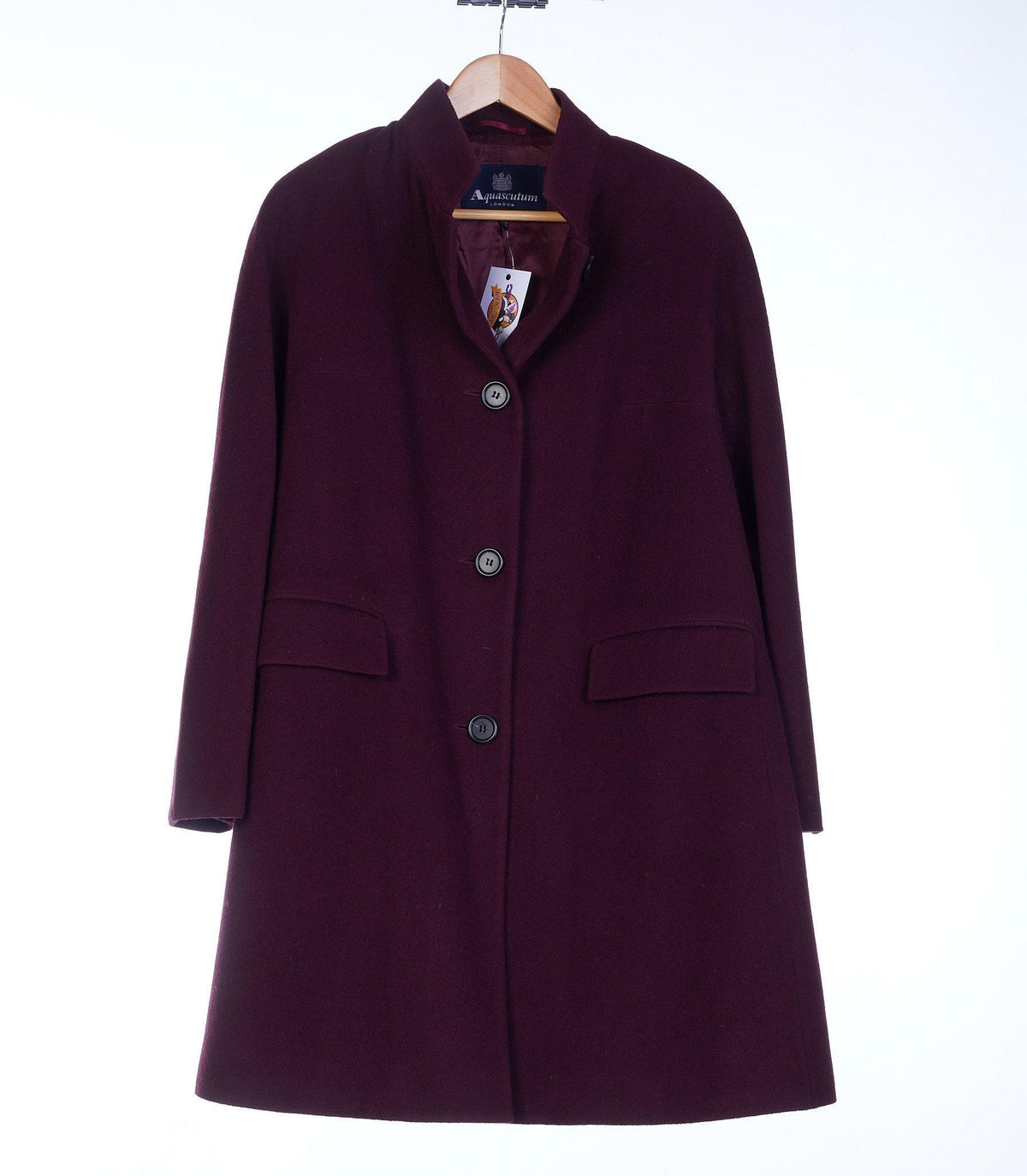 Aquascutum of London Wool Blend Burgundy Coat UK Size 10 - Ava & Iva