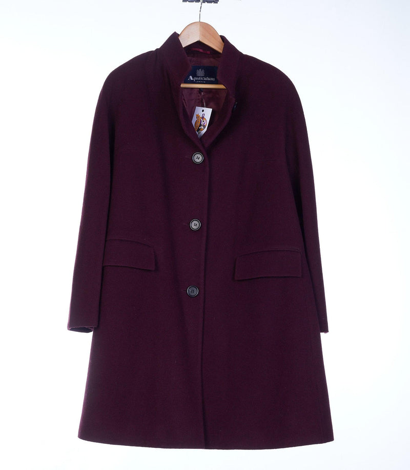 Aquascutum of London Wool Blend Burgundy Coat UK Size 10