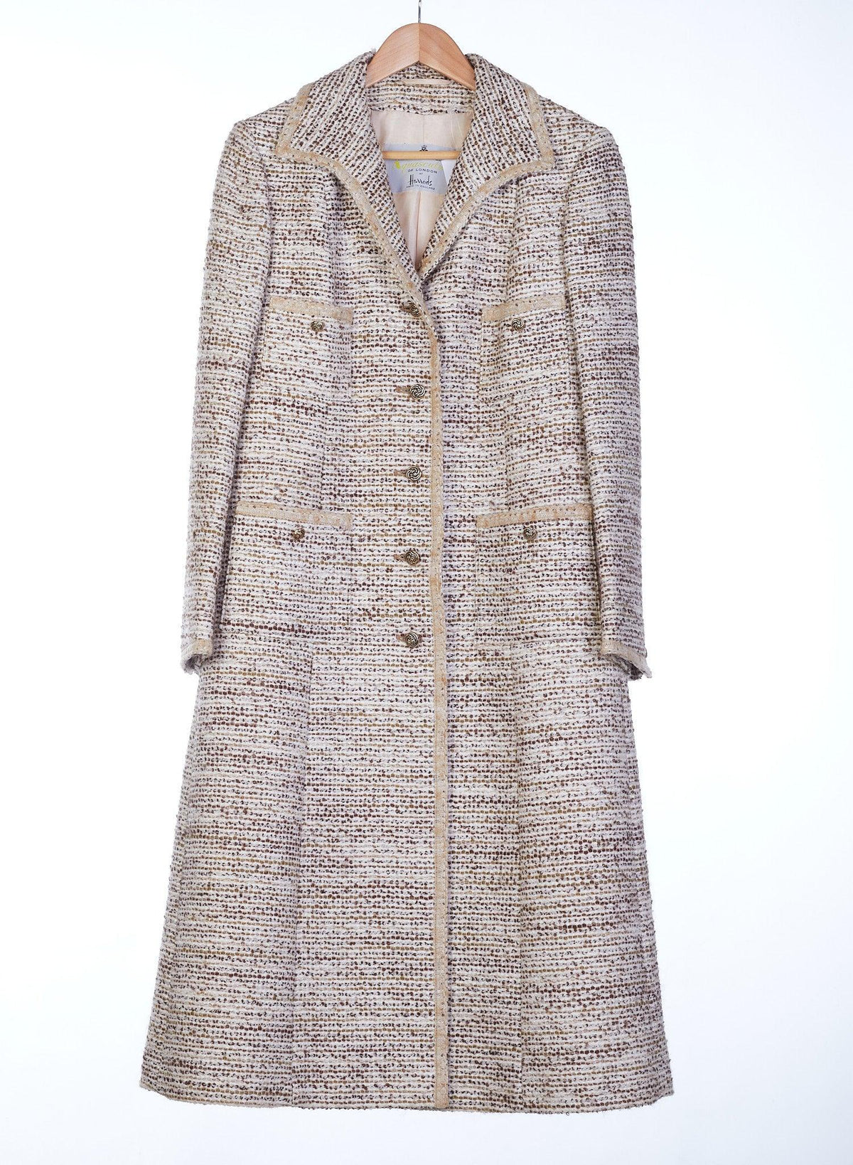 Aquascutum of London at Harrods Wool Cream Flecked Coat UK Size 12 - Ava & Iva