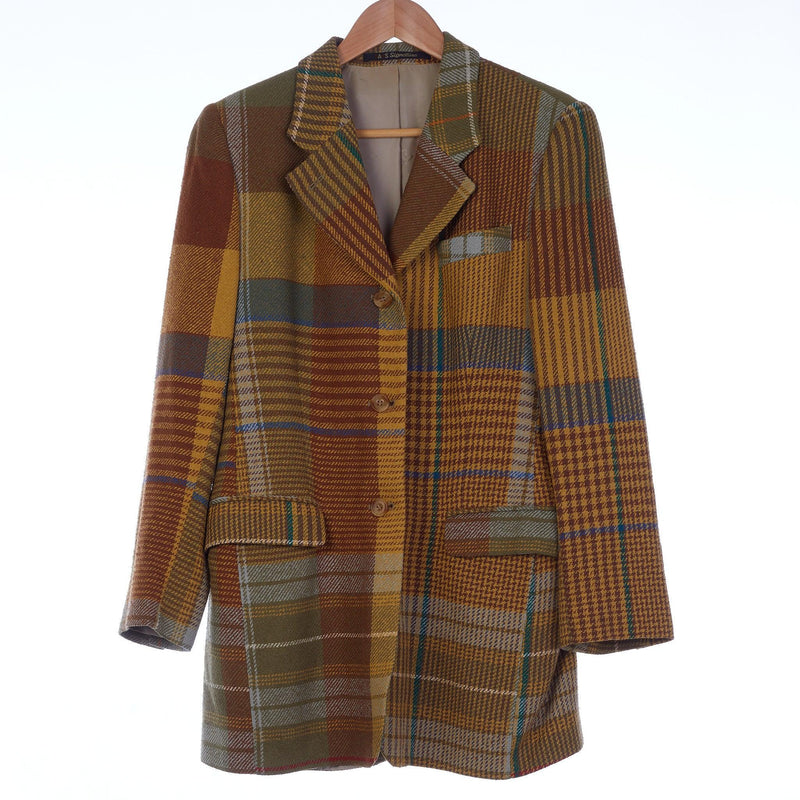 Daks Signature Pure Silk Brown Checked Jacket UK Size 16