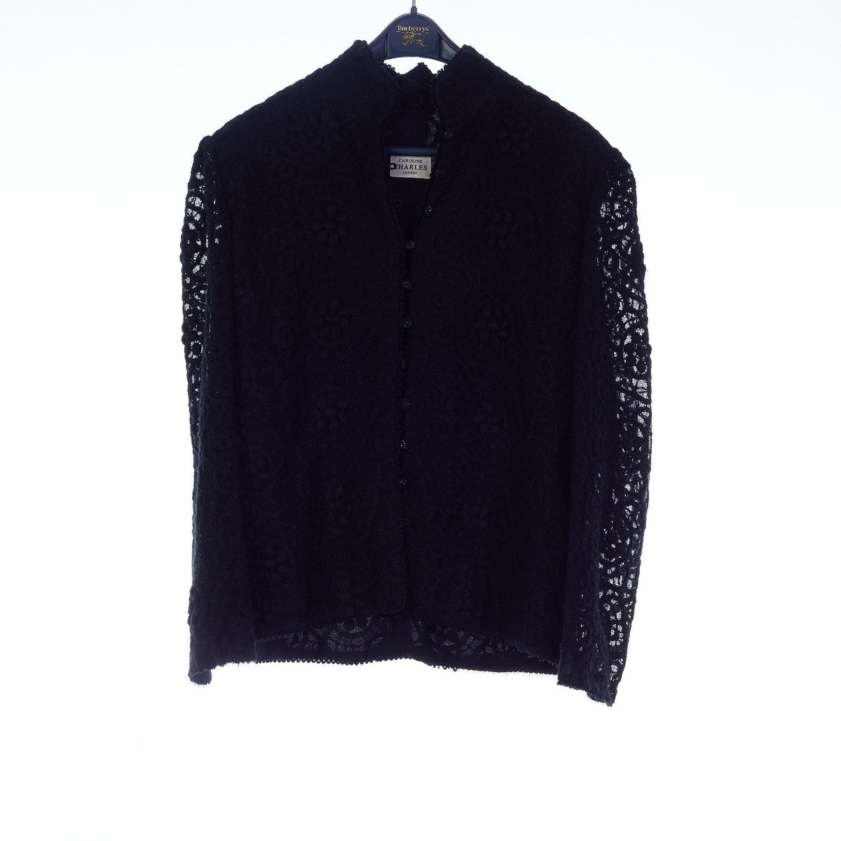 Caroline Charles Wool Blend Embroidered Black Long Sleeved Jacket UK Size 14 - Ava & Iva