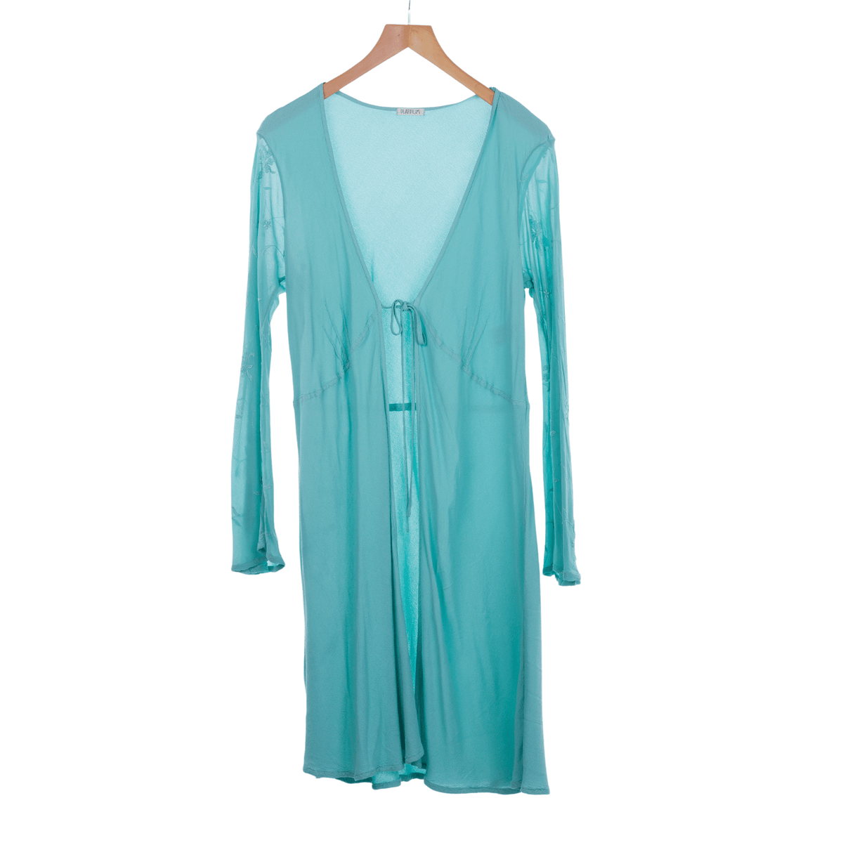 Platinum Turquoise Long Sleeved Beach Cover Up UK Size Large - Ava & Iva