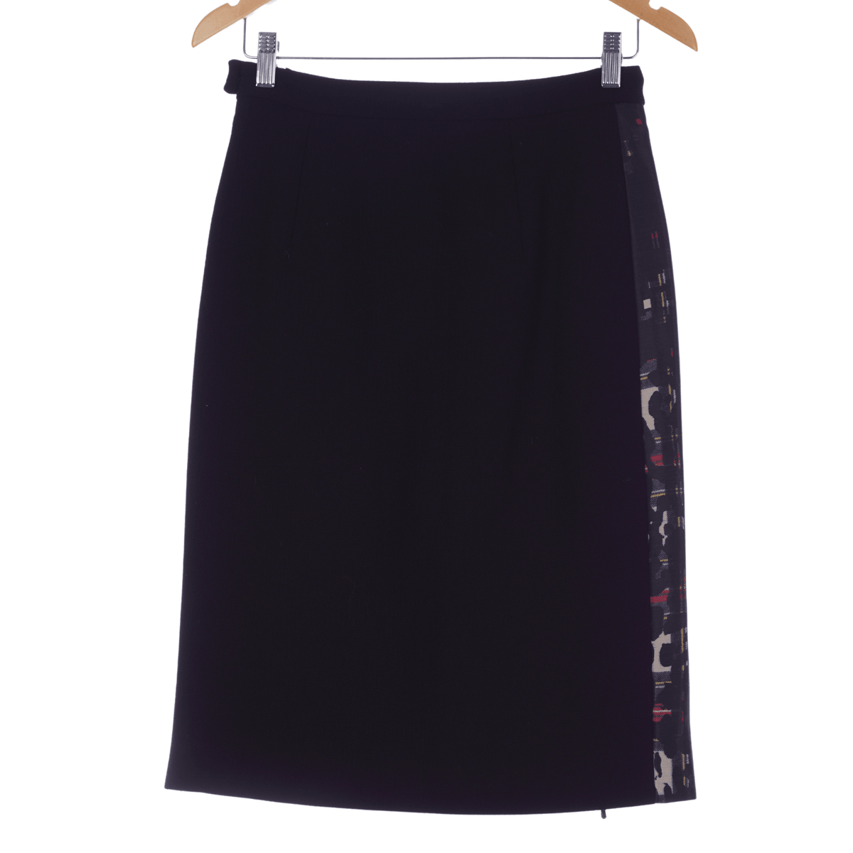 Preen by Thornton Bregazzi Skirt Black with Abstrct Front Panel Wool UK Size 10 - Ava & Iva
