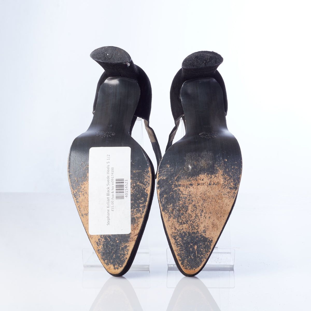 Stephane Kelian Black Suede Ankle Strap Heels 5 1/2