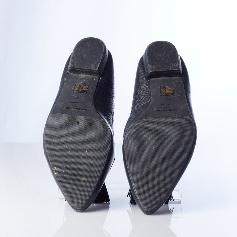 Russell and Bromley Black Flats with Tassle Decoration Size 41