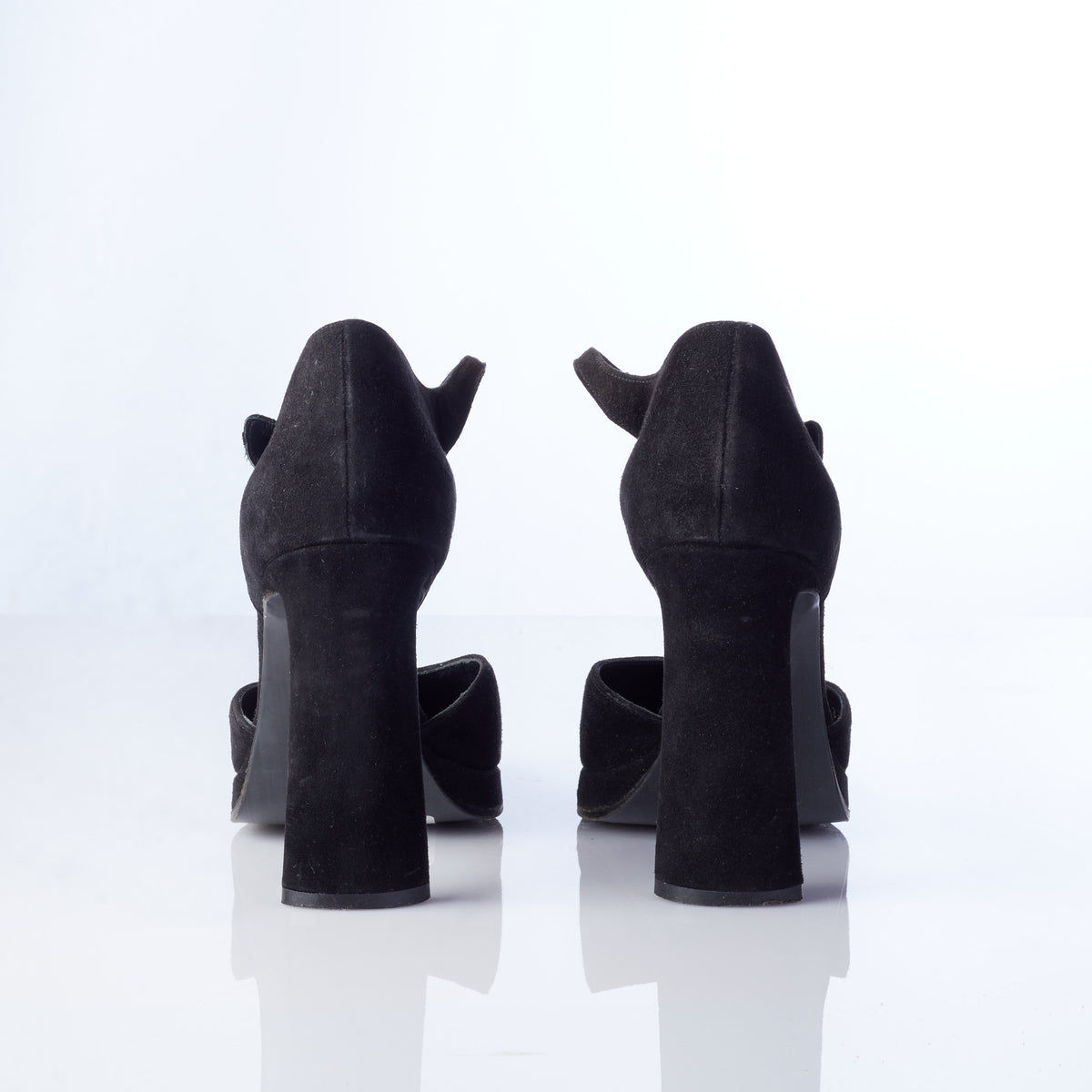 Stephane Kelian Black Suede Ankle Strap Heels 5 1/2