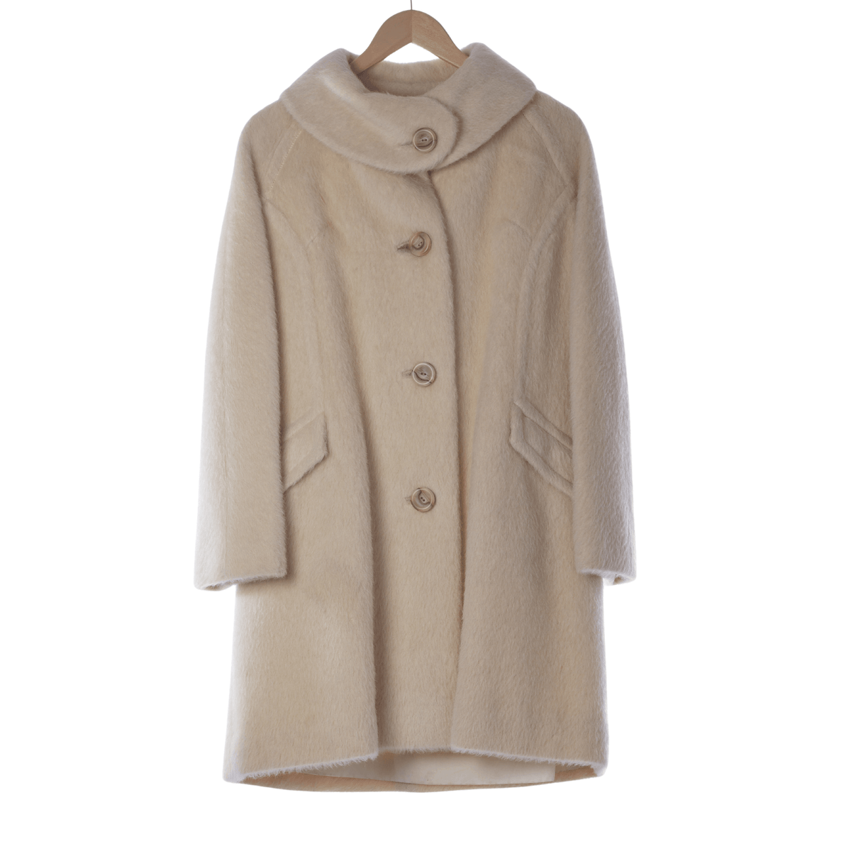 Richards Shops Luxury Mohair Cream Long Sleeved Coat UK Size 20 - Ava & Iva