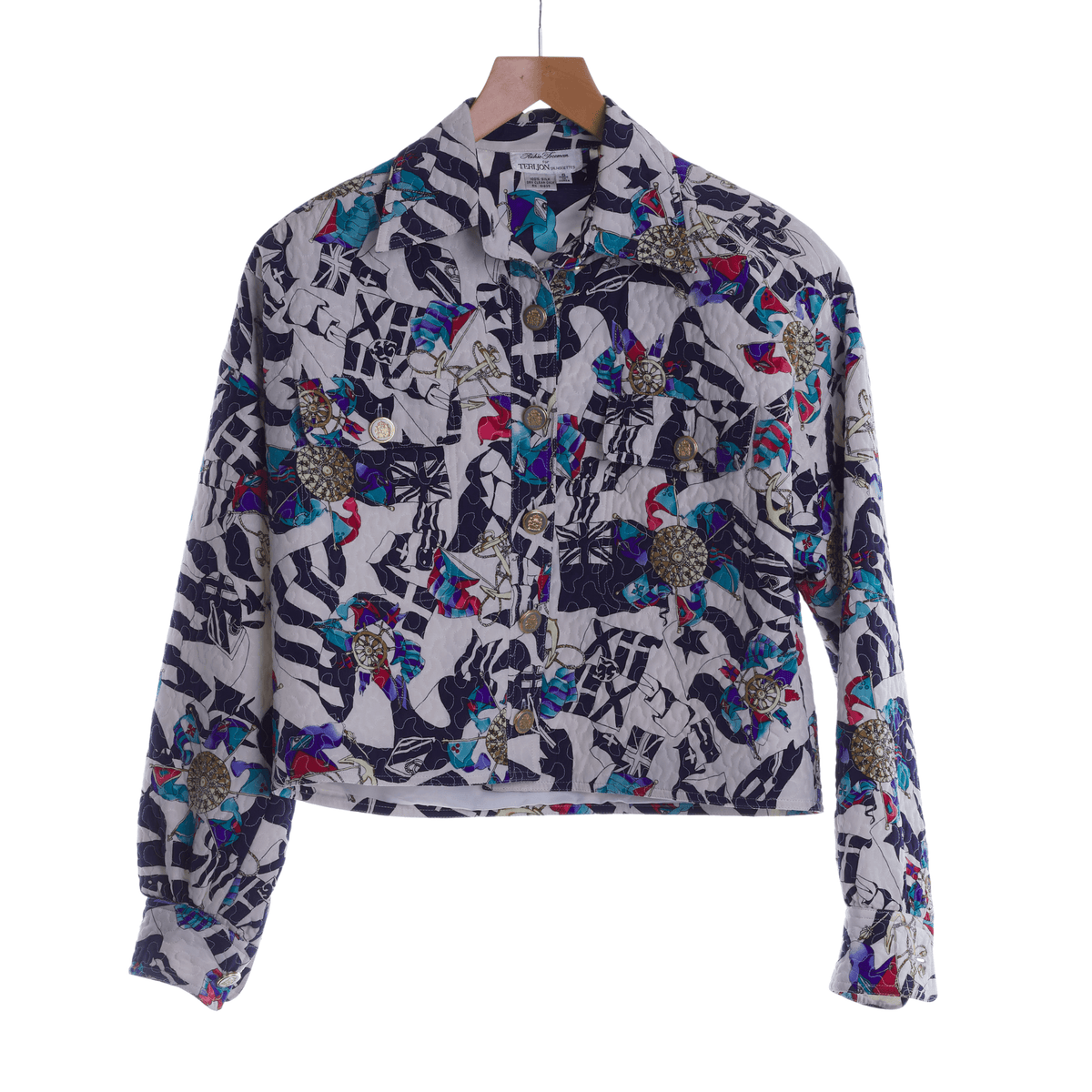 Rickie Freeman Silk Multi-Coloured Long Sleeved Top & Matching Jacket UK Size 14 - Ava & Iva