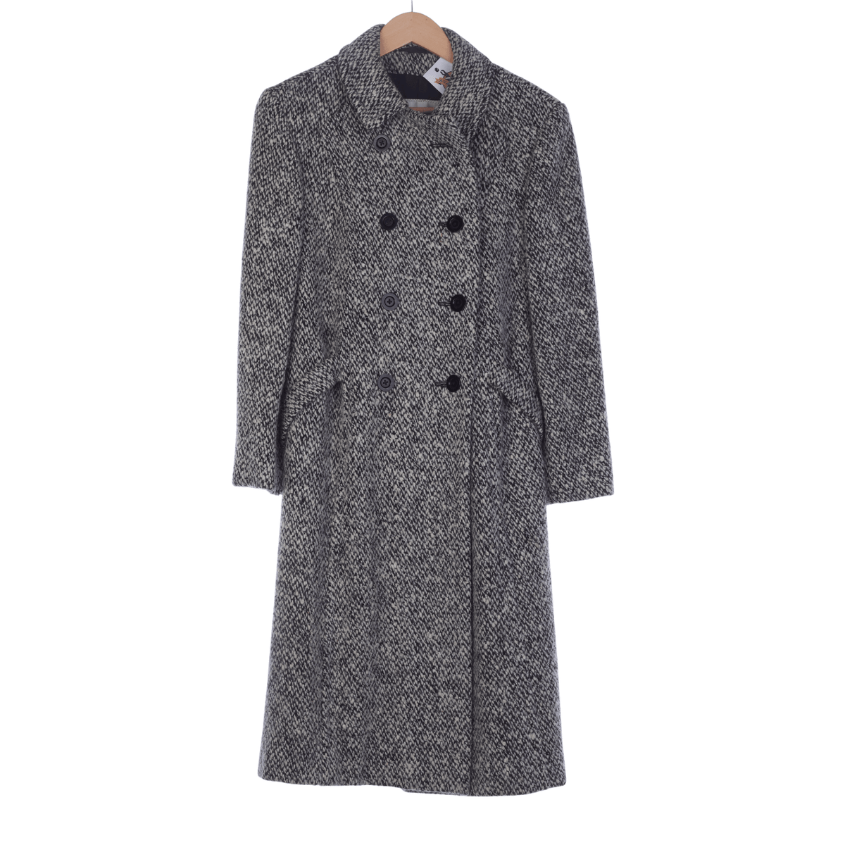 Rodex Wool Black & White Long Sleeved Coat UK Size 14 - Ava & Iva