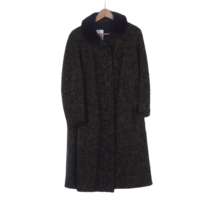 Seigal Green Multi-Flecked Vintage Long Sleeved Coat UK Size 14