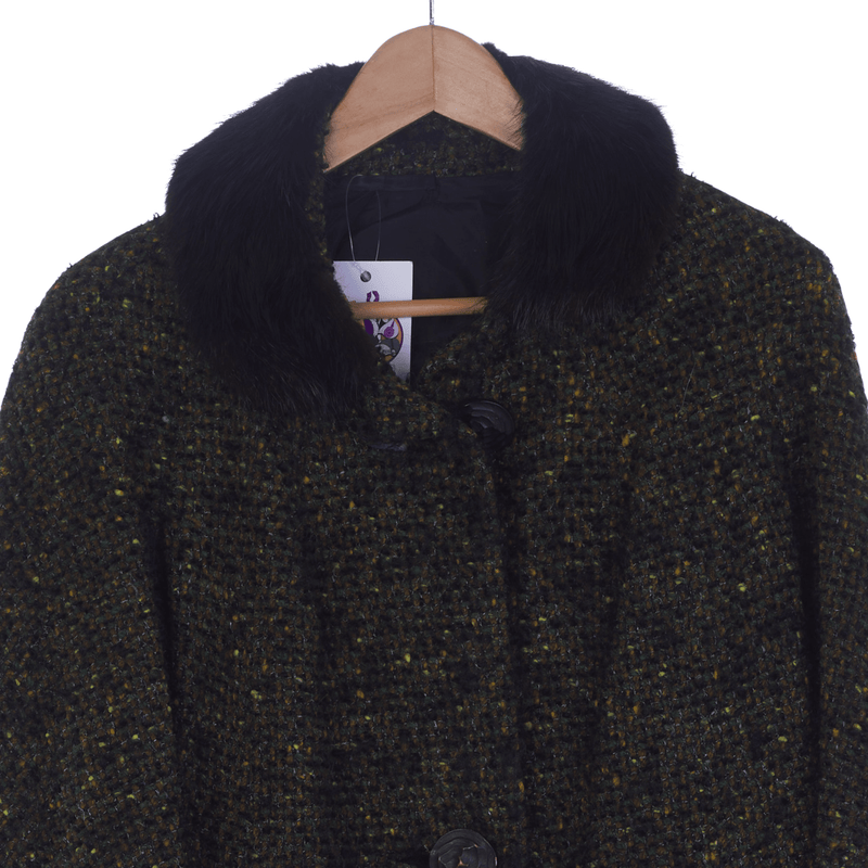 Seigal Green Multi-Flecked Vintage Long Sleeved Coat UK Size 14 - Ava & Iva