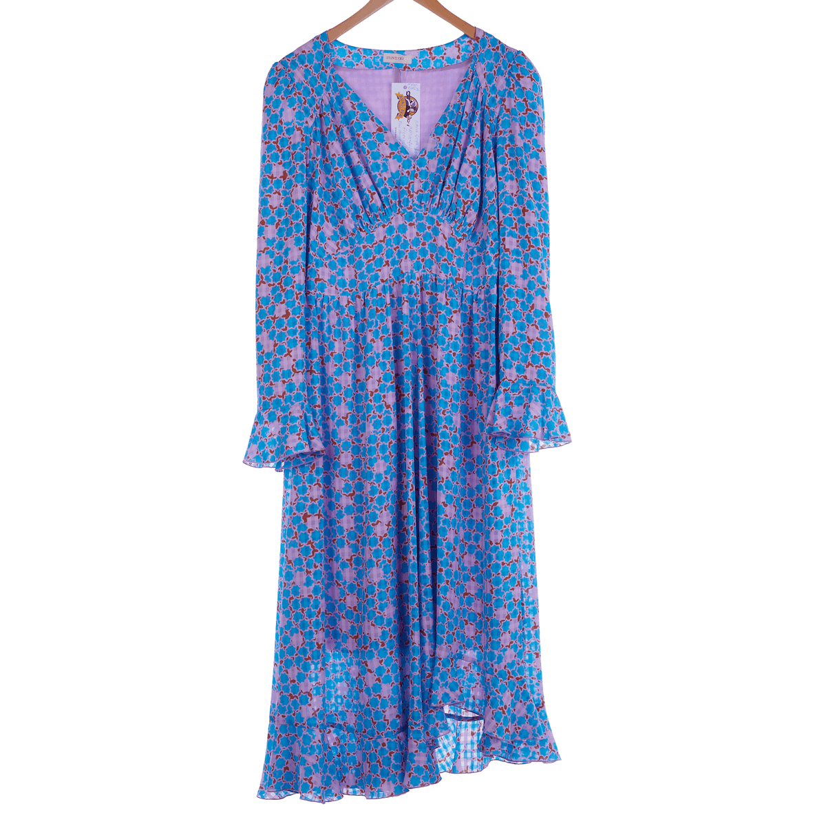 Stine Goya Turquoise & Pink Long Sleeved Dress UK Size 14 - Ava & Iva