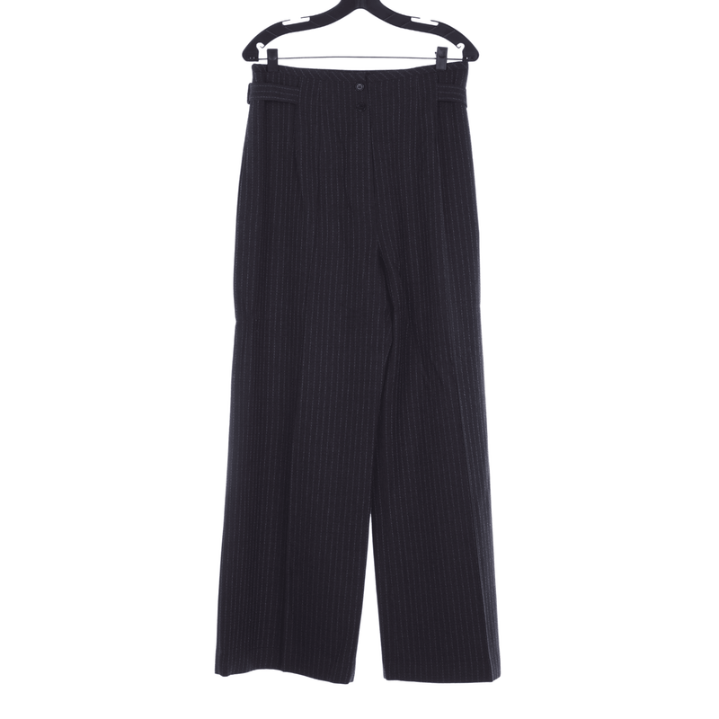 Armand Ventilo Wool Grey Pinstripe Wide Legged Trousers UK Size 10 - Ava & Iva