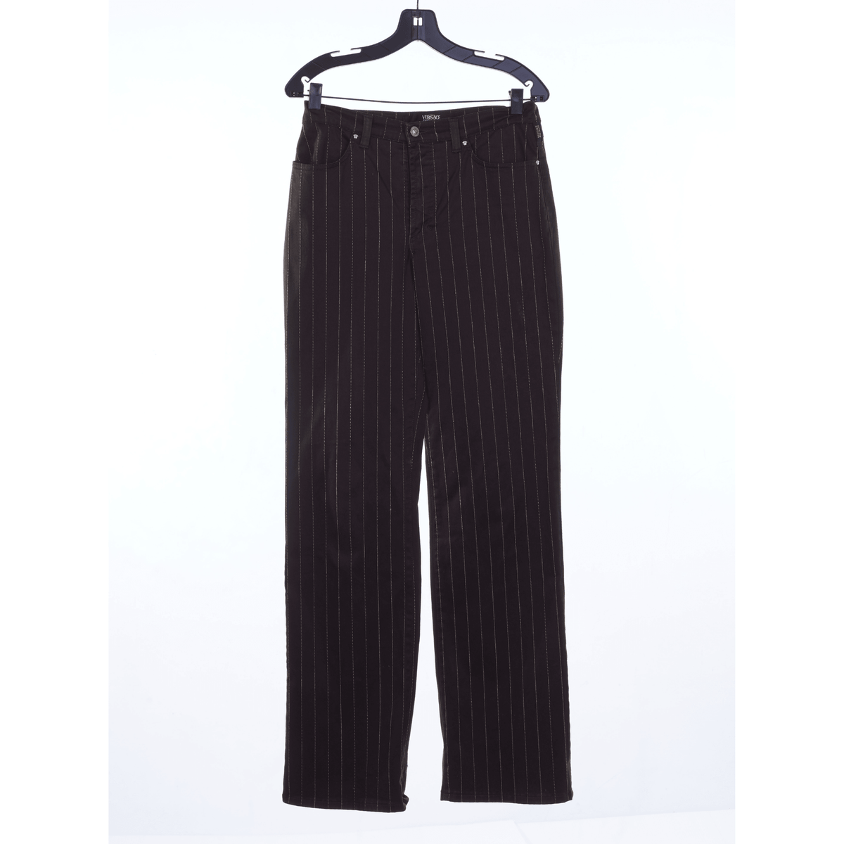 Versace Jeans Couture Brown Pinstriped Jeans UK Size 10 - Ava & Iva