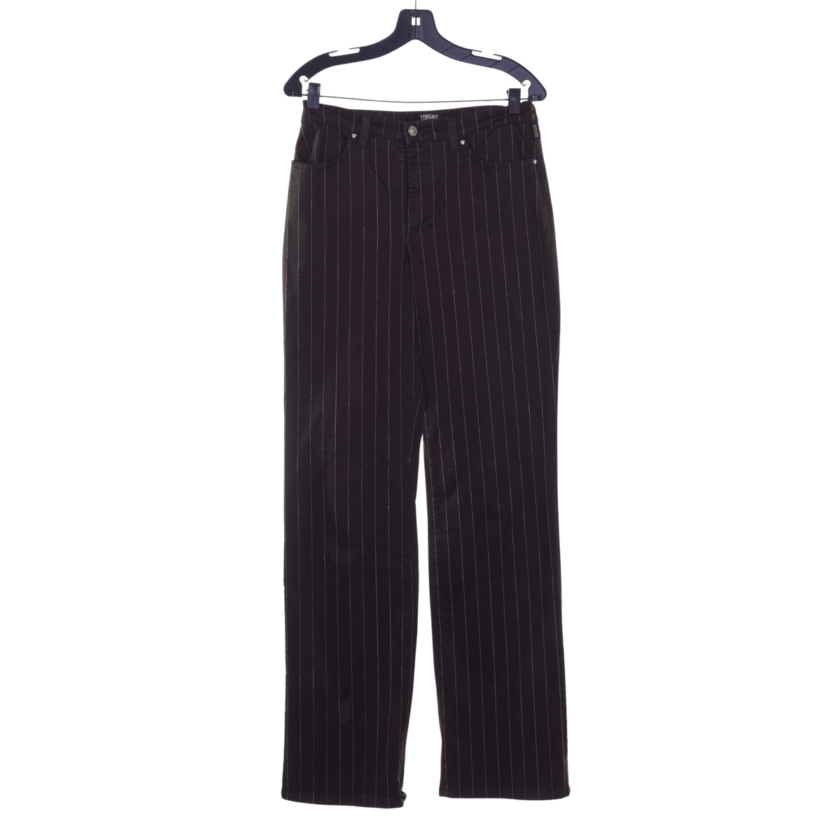 Versace Jeans Couture Brown Pinstriped Jeans UK Size 10 - Ava & Iva