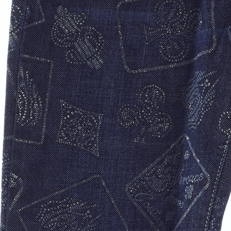 Versace Jeans Couture Denim Blue Patterned Jeans UK Size 10 - Ava & Iva