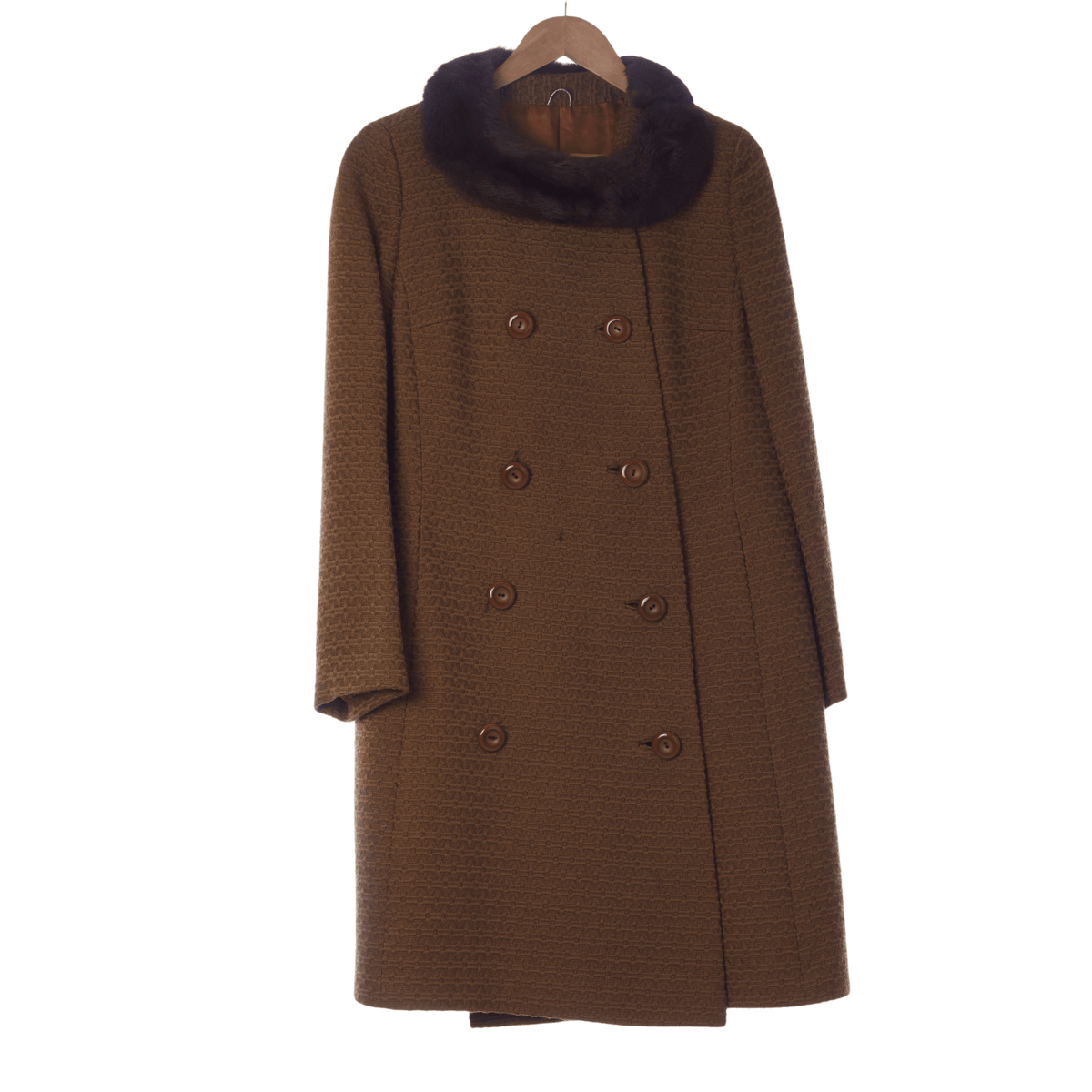 Vintage Wool Caramel Long Sleeved Coat UK Size 14/16 - Ava & Iva