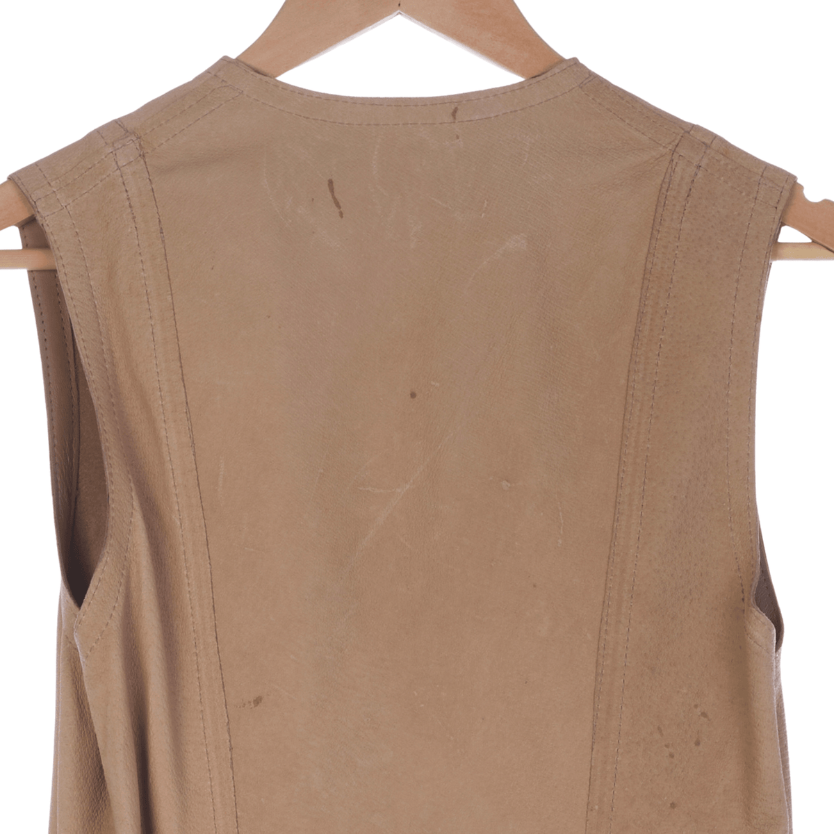 Vintage Suede Taupe Sleevless long line Overcoat UK Size 8. - Ava & Iva