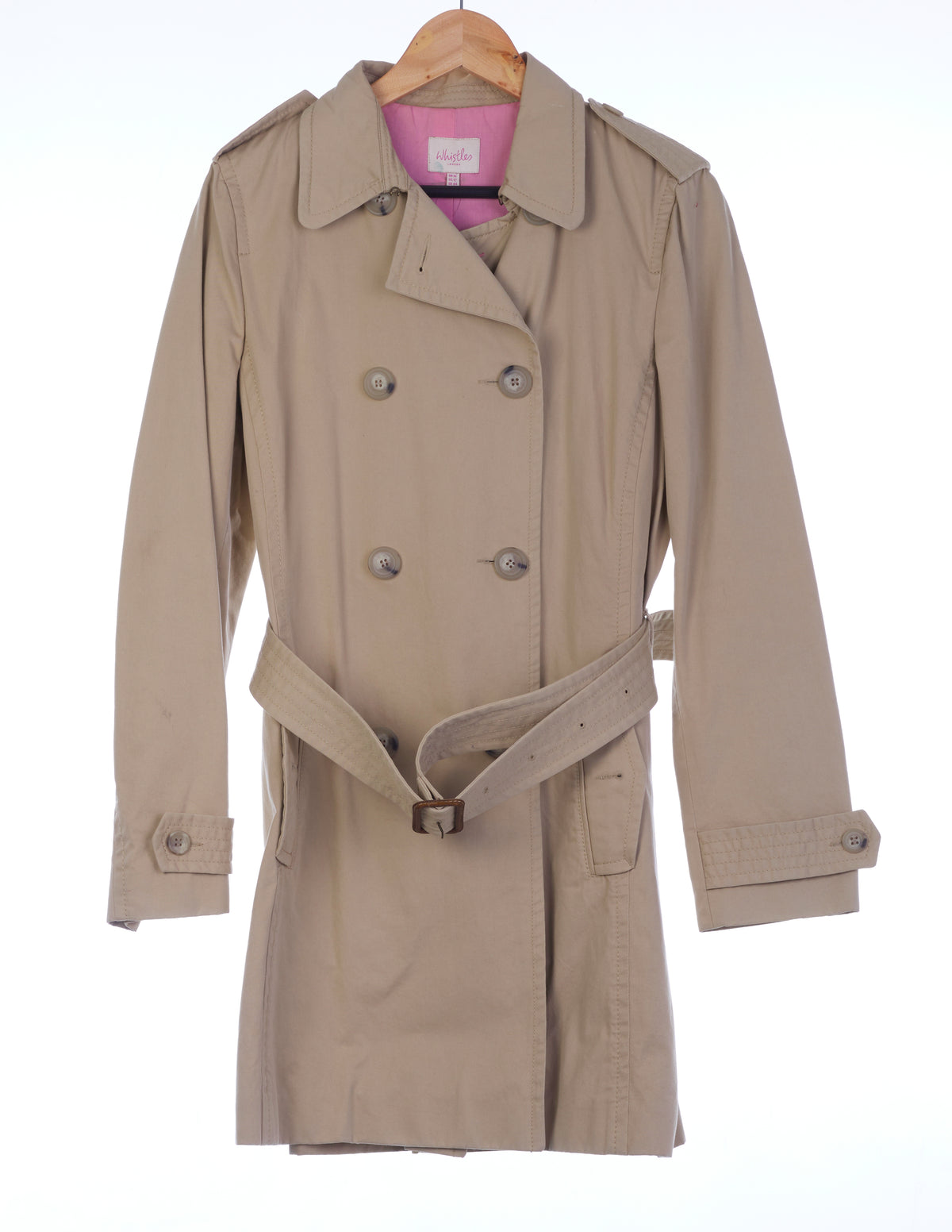 Whistles Cotton Beige Long Sleeved MacIntosh Jacket UK Size 16.