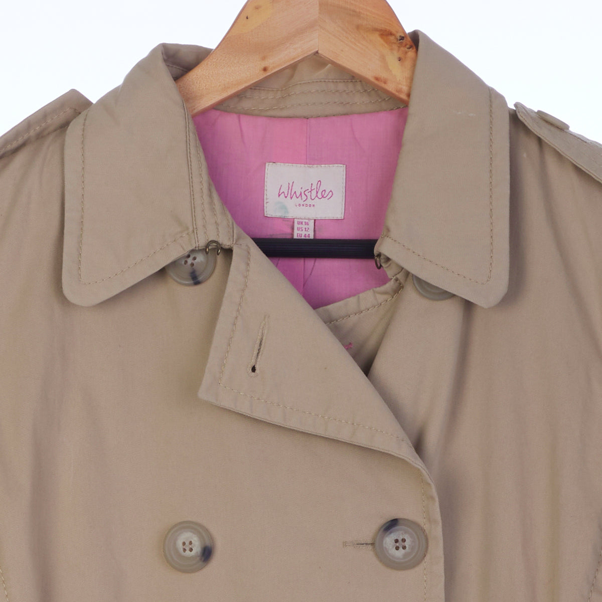 Whistles Cotton Beige Long Sleeved MacIntosh Jacket UK Size 16.