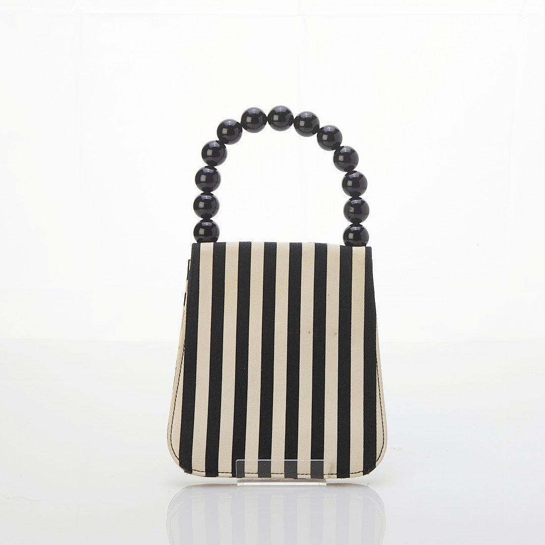 Escada Fabric Cream & Black Patterned Handbag - Ava & Iva