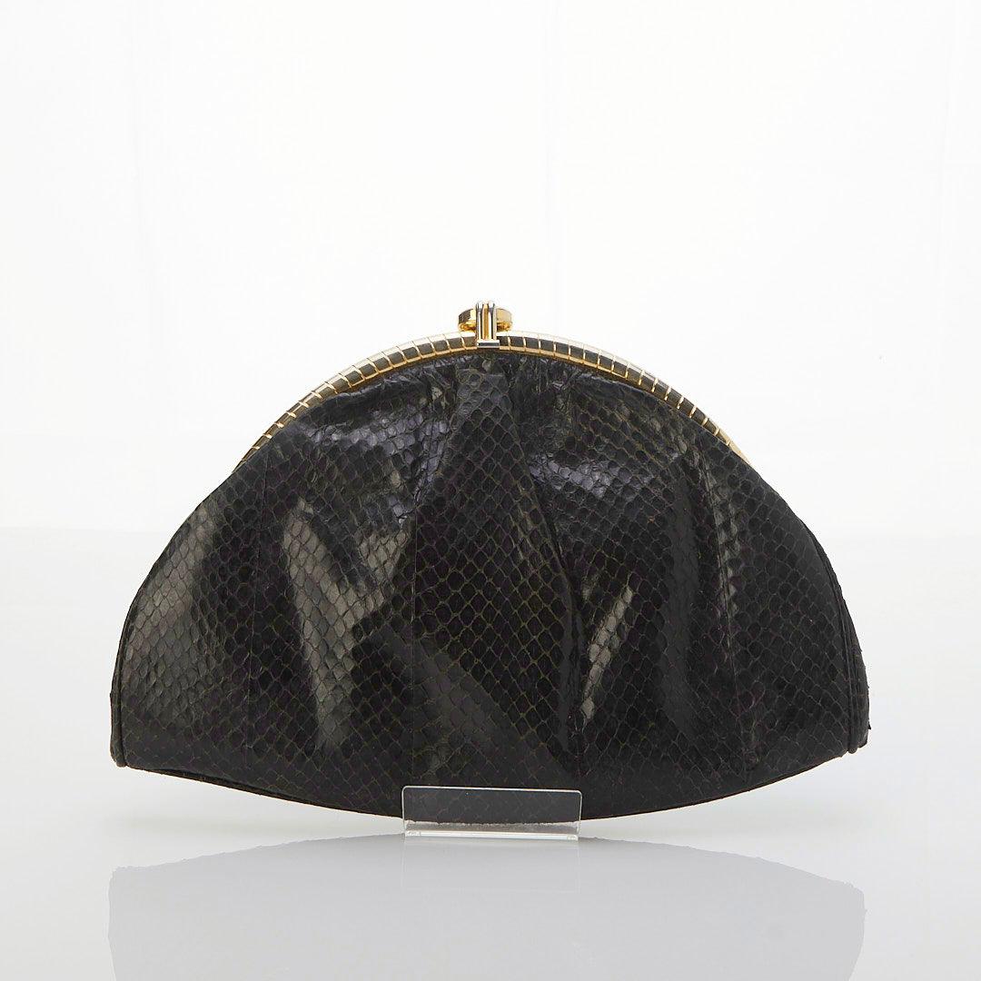 Susan Gail Genuine Snake Black Clutch Bag - Ava & Iva