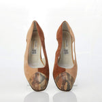 Pindiere Suede Two Tone Tan & Chestnut Court Style Shoe UK Size 6 - Ava & Iva