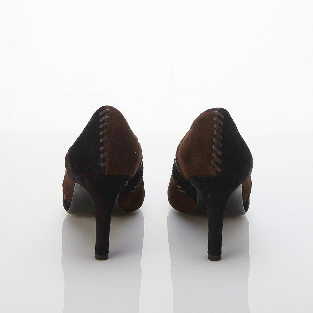 Salvatore Ferragamo Calf Suede Brown Court Shoe UK Size 7.5 - Ava & Iva